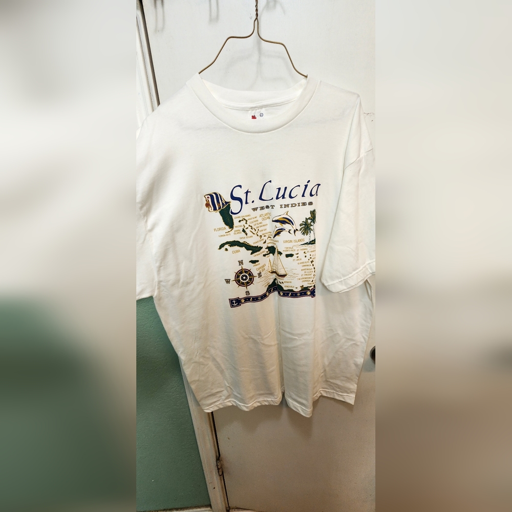 White St. Lucia West Indies Vacation Shirt